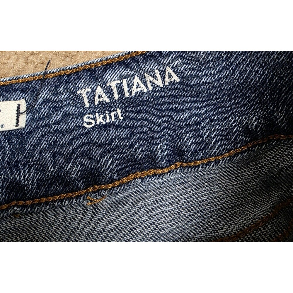 !iT Jeans Midi Denim Skirt Women 12 Blue Stretch Distressed Tatiana Classic - Picture 4 of 11